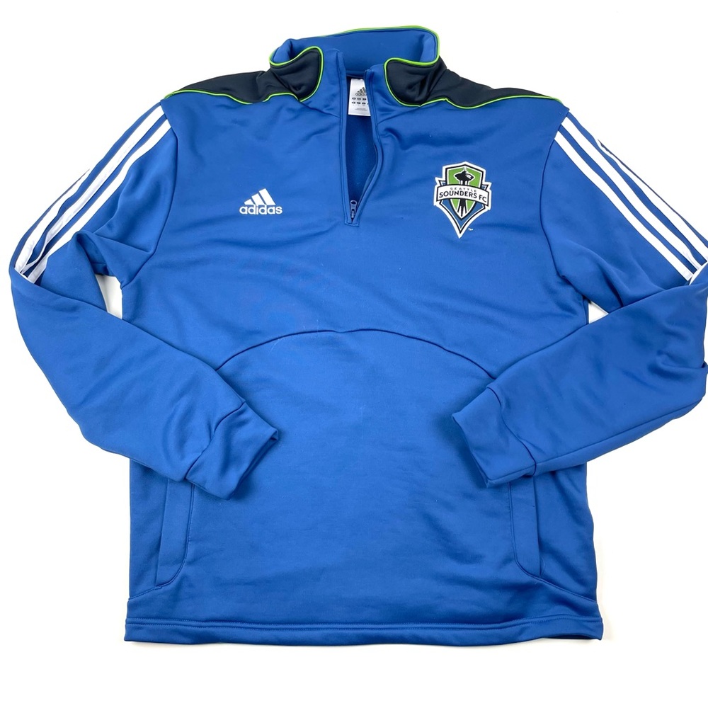 Adidas Performance Track Jacket with Embroidered Seattle Sounders Logo.